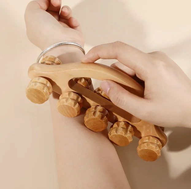 Hot Sale Wood Therapy Massage Tools  Handheld Wooden Massage Roller