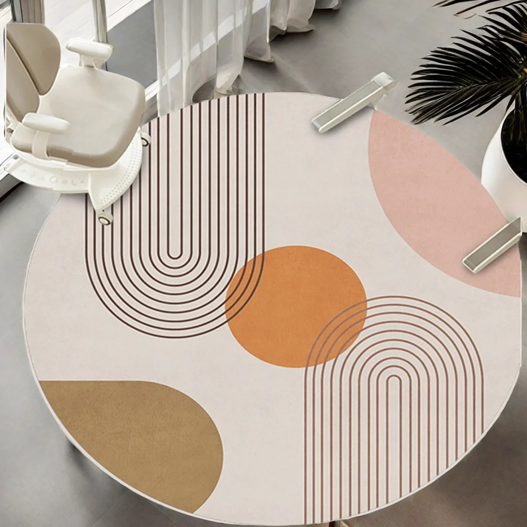 Geometric Round Rug Light Luxury Premium Sense Study Chair Small Coffee Table Rug Modern Simple Bedroom Small Floor Mat