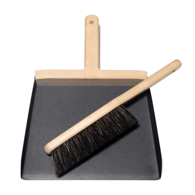 Portable high quality wooden handle bristle and iron big broom dustpan set for cleaning