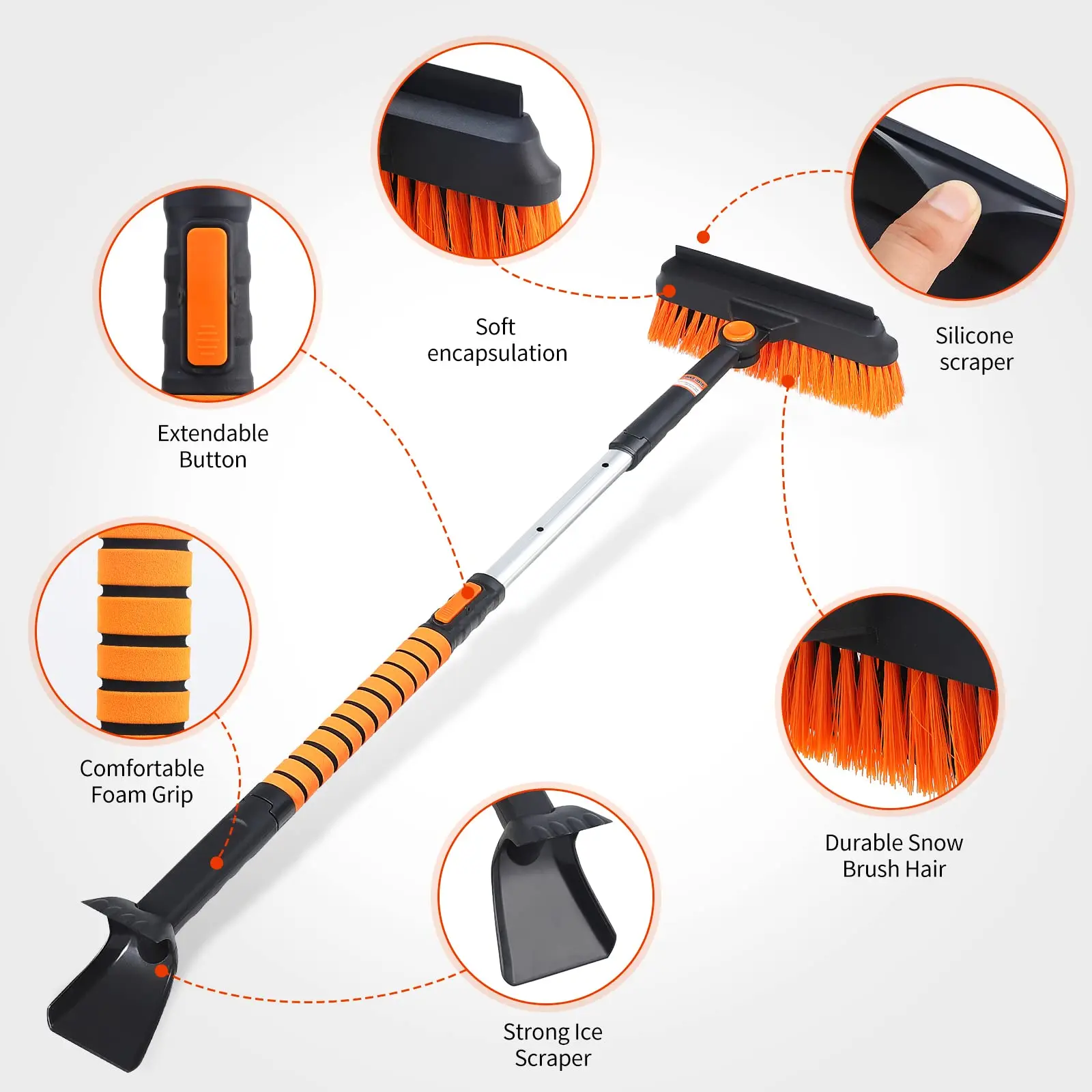 Wholesale 3 In 1 Winter Removal Extendable Windshield Window Car Snow Brush Ice Scraper set