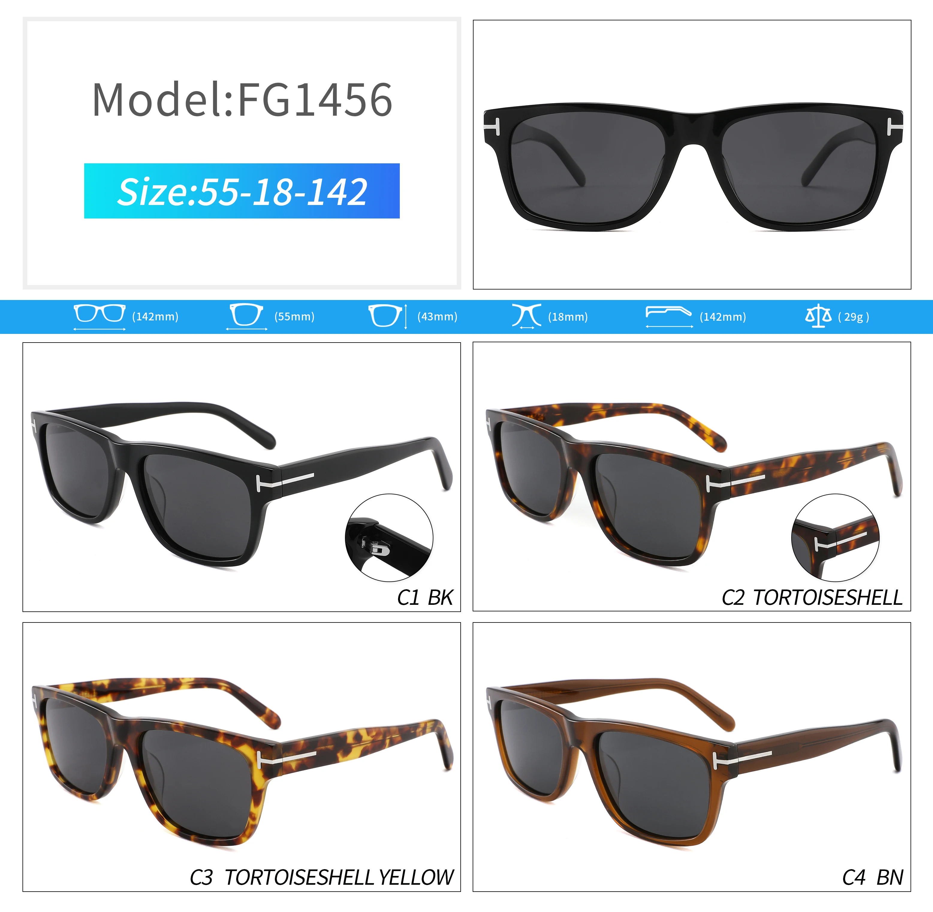 wholesale  perfumes original  Tom  Square Acetate  Ford Sunglasses   men glasses