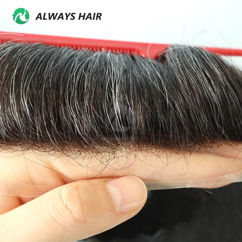 Q6 - 8 Size French Lace and PU Indian Human Hair Prosthesis Men Toupee