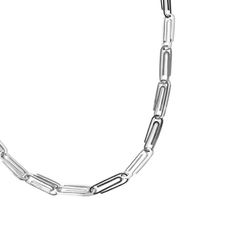 Killwinner Unisex High Street Style Trend Titanium Steel Simple Paper Clip Design Necklace for Men