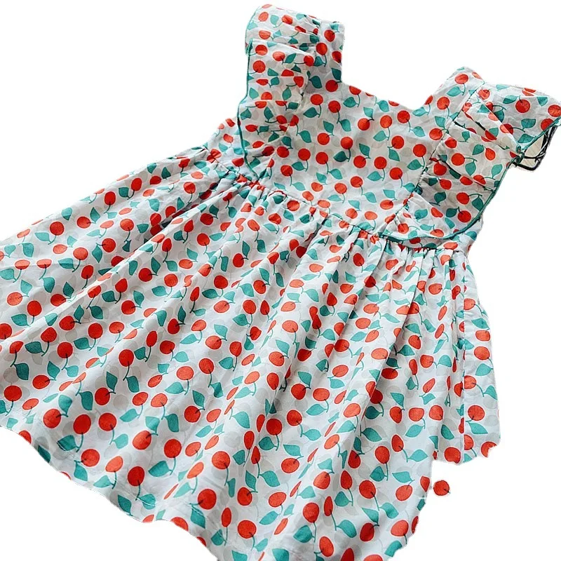 Foreign Trade Wholesale Children Girls Summer New Children Girl Floral Short Sleeve Cute Dress