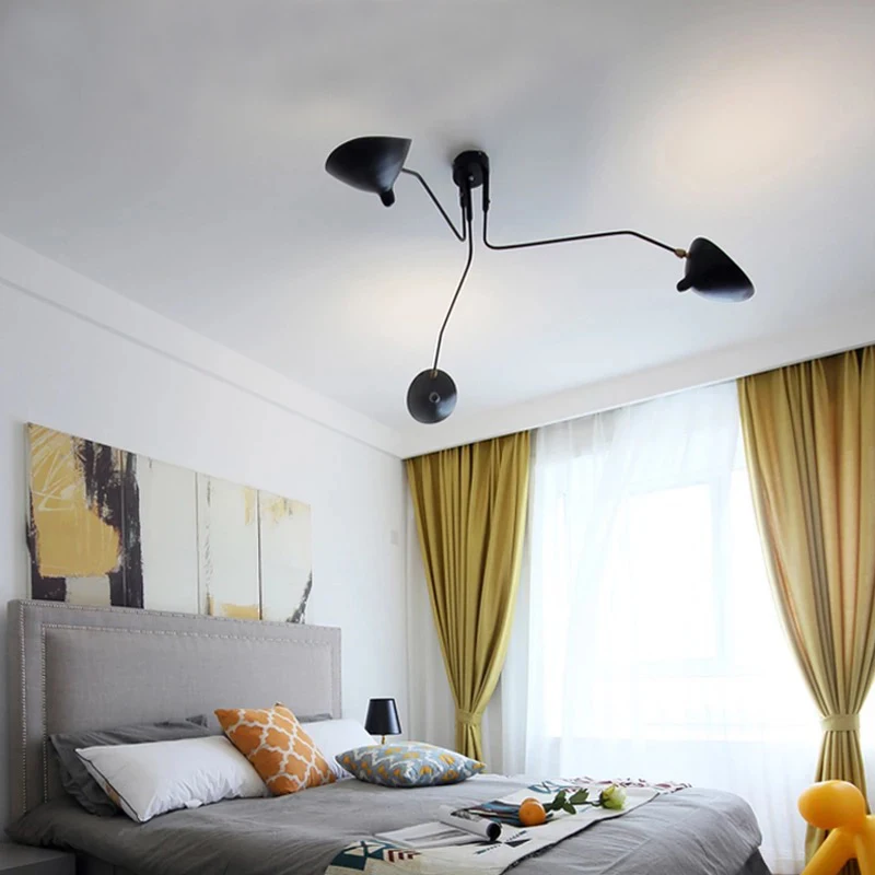 Minimalist Hanging Ceiling Lamp Fixture Home Decor Lampshade Black Painting Multi Heads Ceiling Chandelier For Dining Room