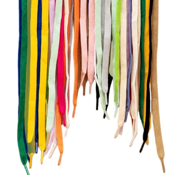 AJ fashion good quality double layers flat shoe lace 1cm wide 0.8-1.6m length wholesale Polyester shoelace