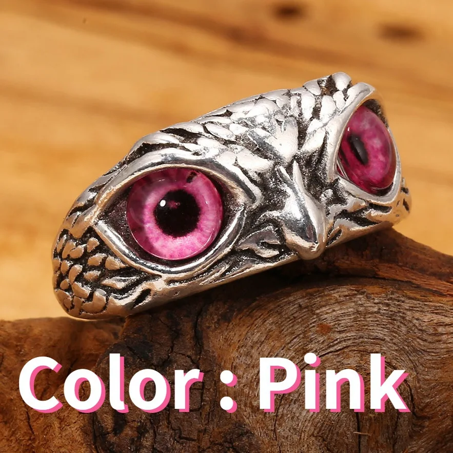 New Design Jewelry Fashion Finger Rings Open Adjustable Vintage Animal Blue Eye Owl Rings for Women Men