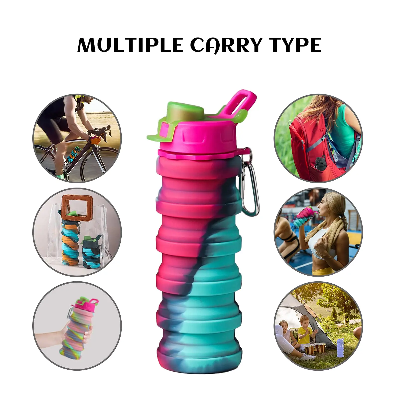 generic silicone collapsible water bottlesilicone travel size bottles football foldable in  any one for anyone