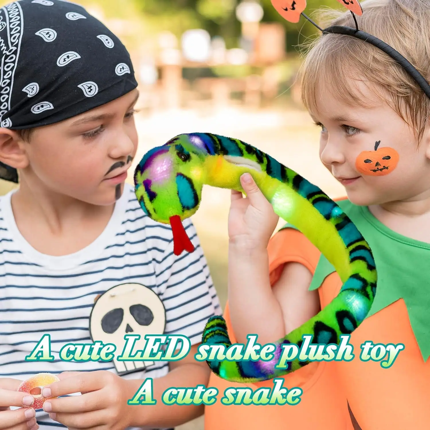 Realistic 40' LED Light Up Snake Stuffed Animal Snake Plush Toy Glowing Up Stuffed Animal for Practical Jokes