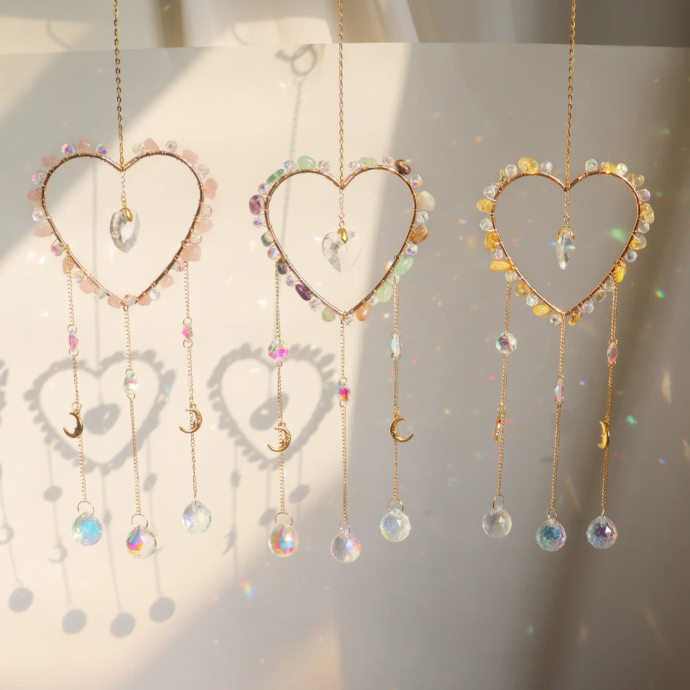 Wholesale crystal suncatchers heart sun catchers Handmade Hanging Big Wind Chime Sun Catcher