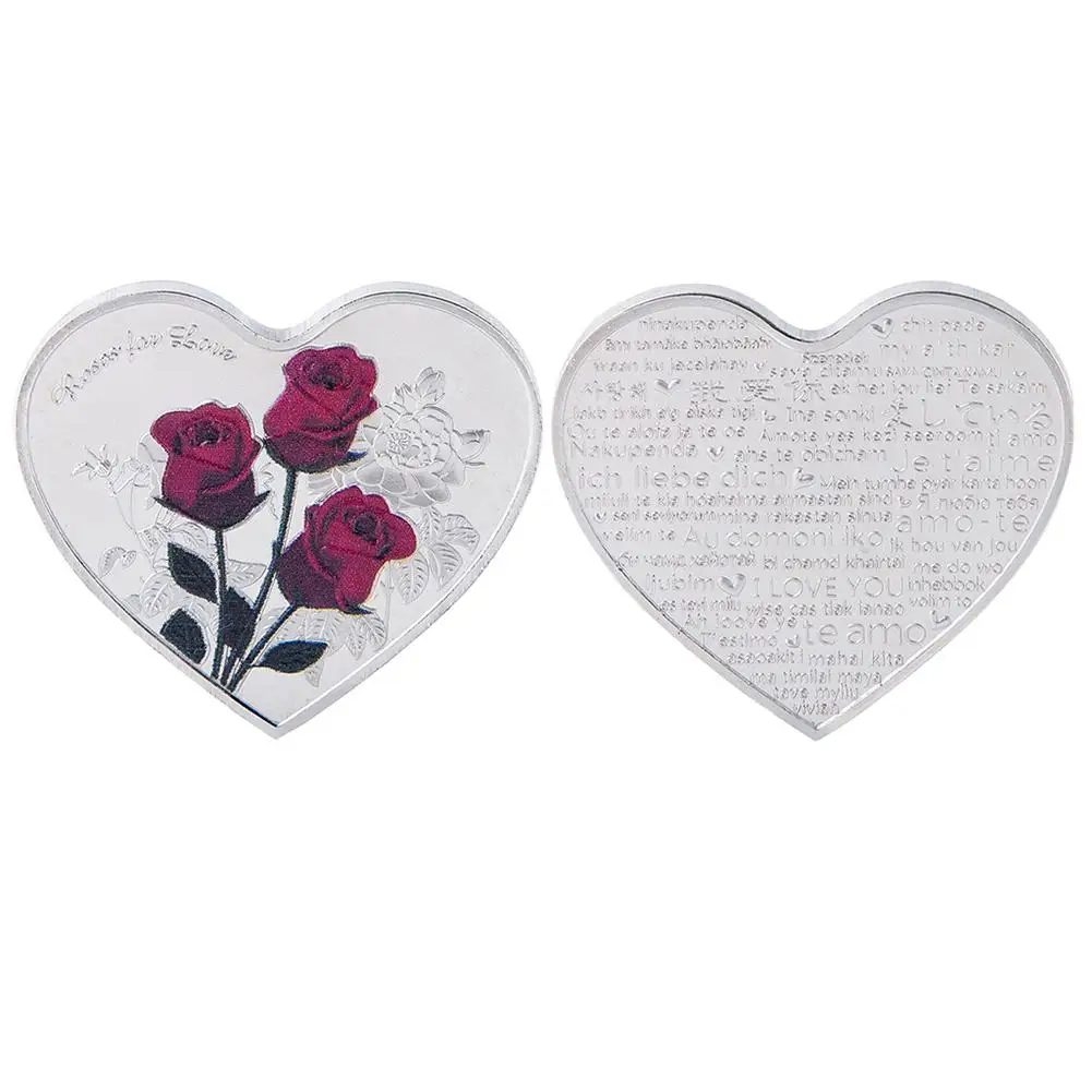 I Love You Emulation Valentines Day Game Currency 38mm Love Heart Rose Commemorative Coin Decoration Supplies