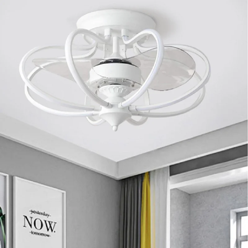 Amazon Hot Sale Luxurious Family Villa Hotel Decoration Warm/Neutral/White Selectable LED Ceiling Fan Light With Remote Control