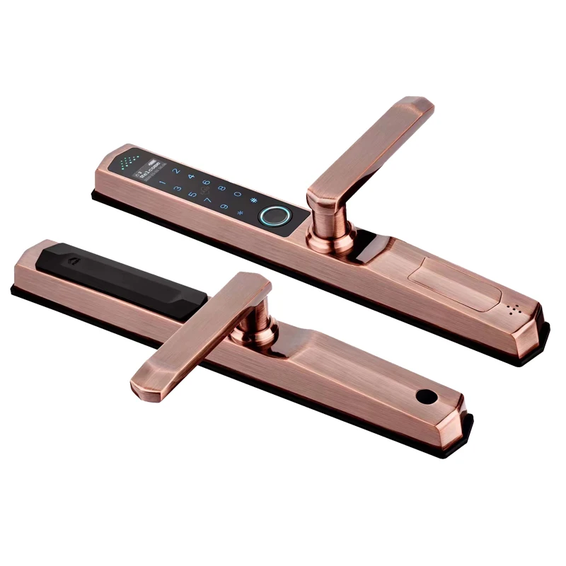 Smart Intelligent digital electronic Tuya wifi fingerprint handle door lock main sliding swing aluminum frame code door lock