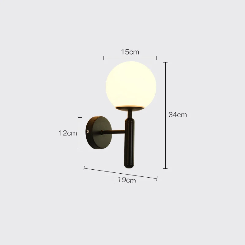 Hotel indoor decorative gold black metal modern Wall Lights led glass sconce Wall Light