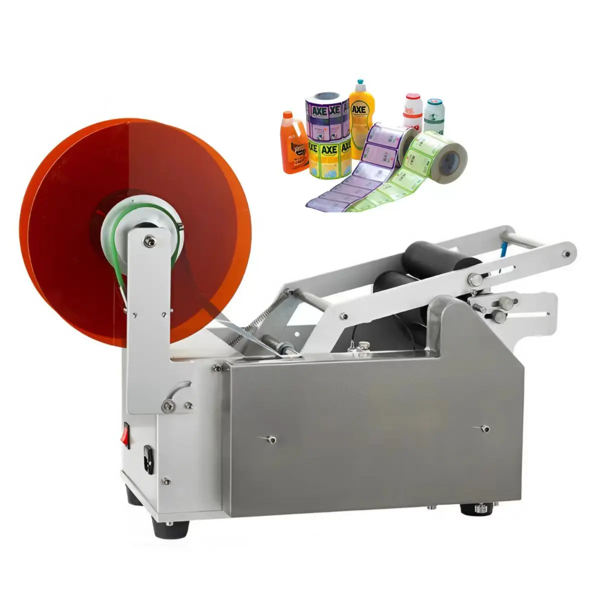 Semi automatic manual small round can water bottle labeling machine