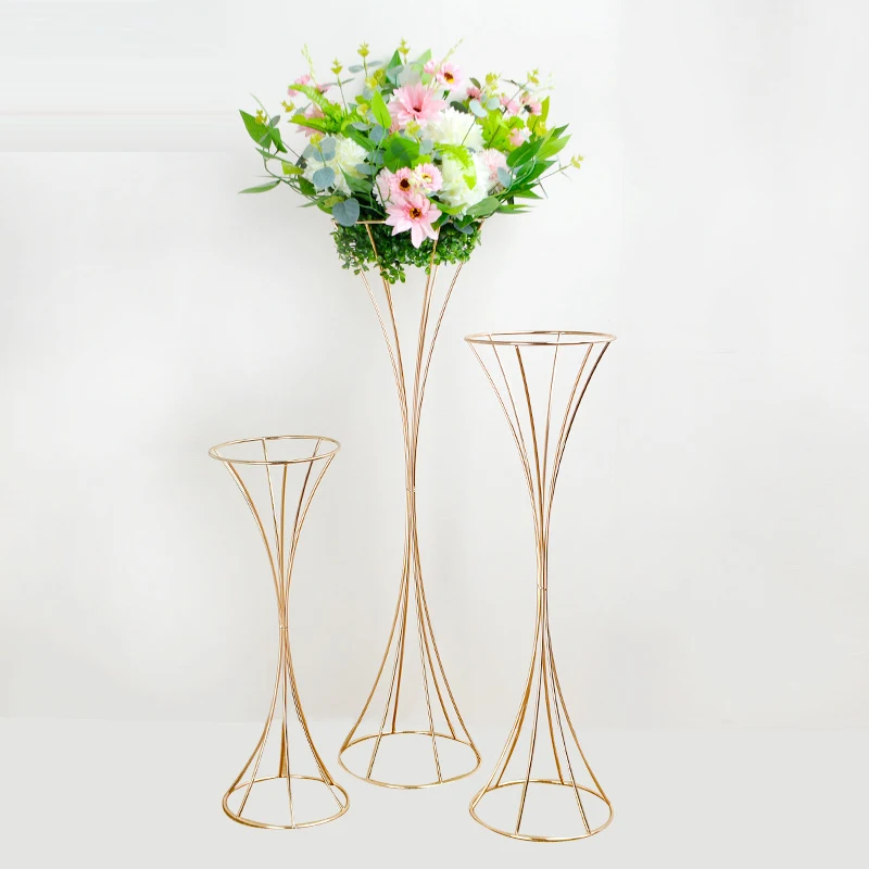 Gold Metal Flower Centerpieces Wedding Tables Geometric Floral Centerpiece Stand for Tabletop Event Party Birthday