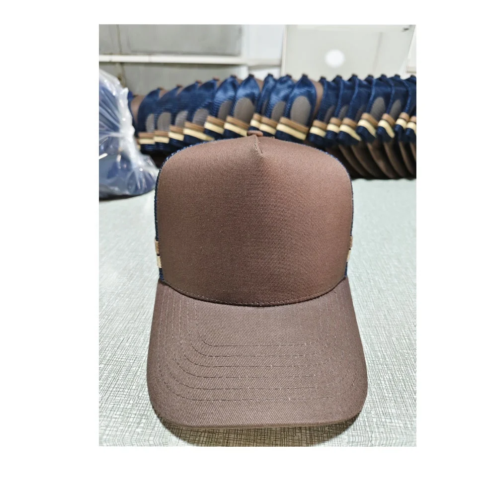 2024 trendy designer girls hats caps high profile multi-color plain logo 5 panel trucker hats with Embroidery patch trucker cap