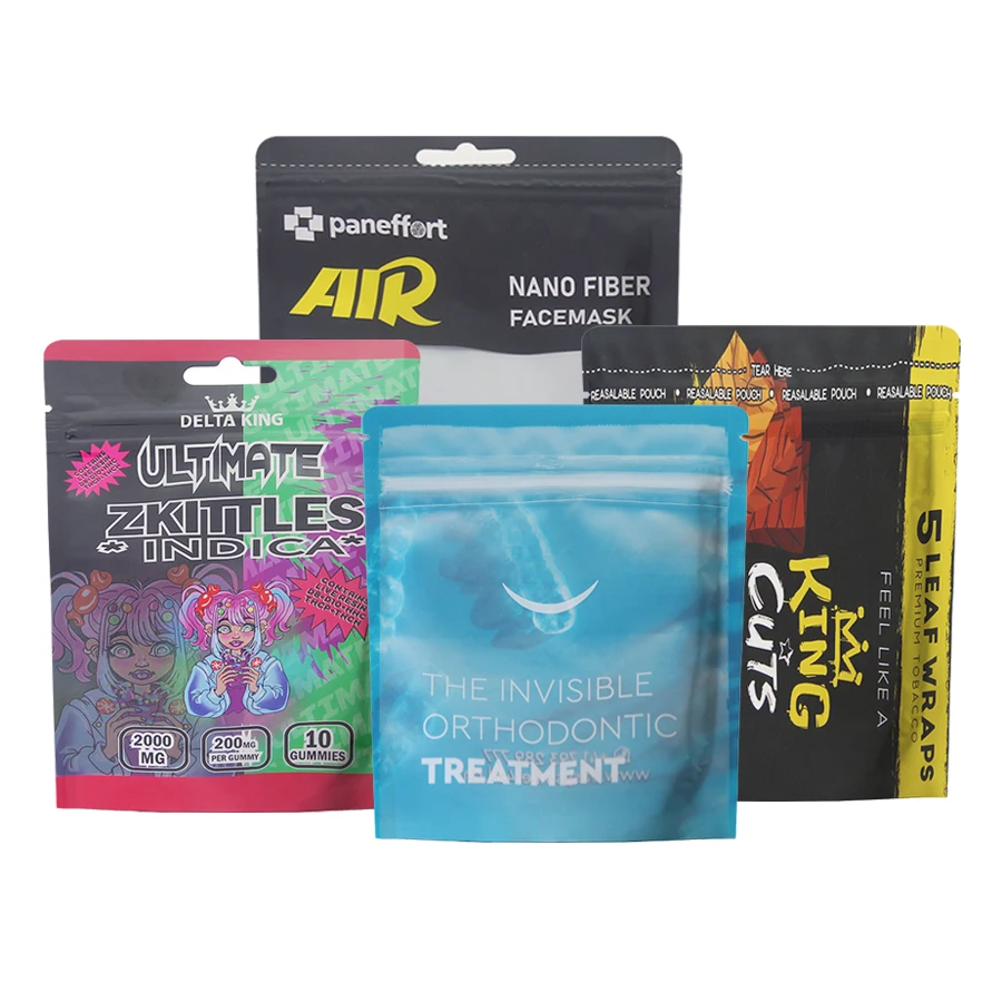 Custom Printed Heat Seal 3.5g 7g Cookies Plastic Candy Zip Lock Smell Proof Packaging Mylar Bags With Window