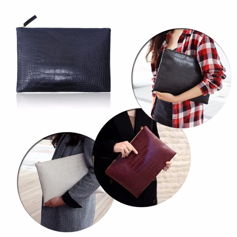 
Wholesales Women Crocodile Leather Handbags Envelope Clutch Bag Wristlet Purse 