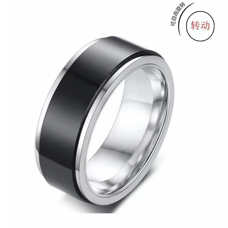 Stainless Steel Unique 360-Degree Rotation Ring Fashionable Trendy Zircon Jewelry for Men and Women for Party and Gift