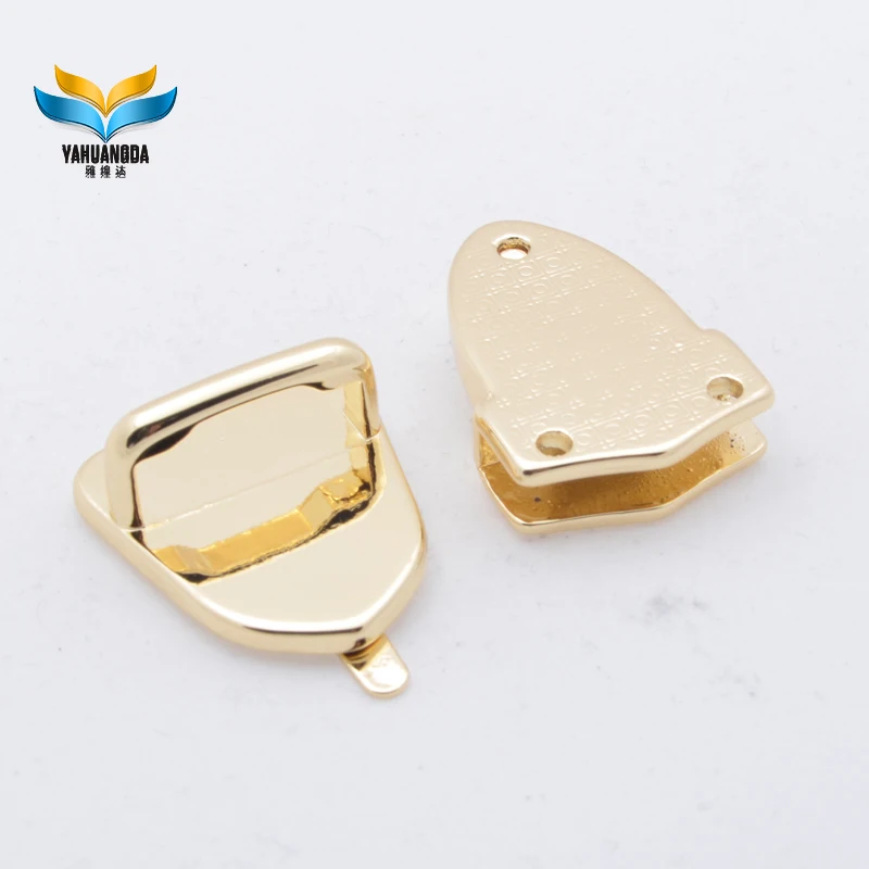 hot selling customized zinc alloy die casting plate lock light gold plating  push  lock  for handbags
