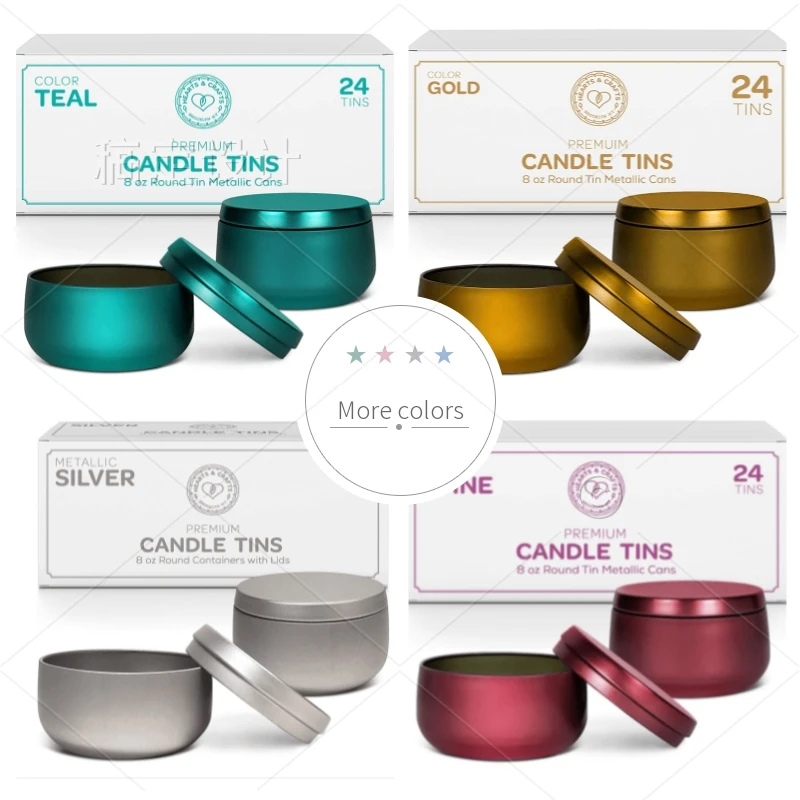 Solid color colorful travel matte rose gold black 4 oz 6 oz 10 oz 12 oz  16 oz Aluminum  Soy Wax candle tin jars  for candle