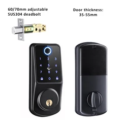 Smartek A220F American Grade 2 Keypad Code Adjustable Deadbolt Remote unlock Fingerprint WIFI App Digital Home Smart Tuya Lock