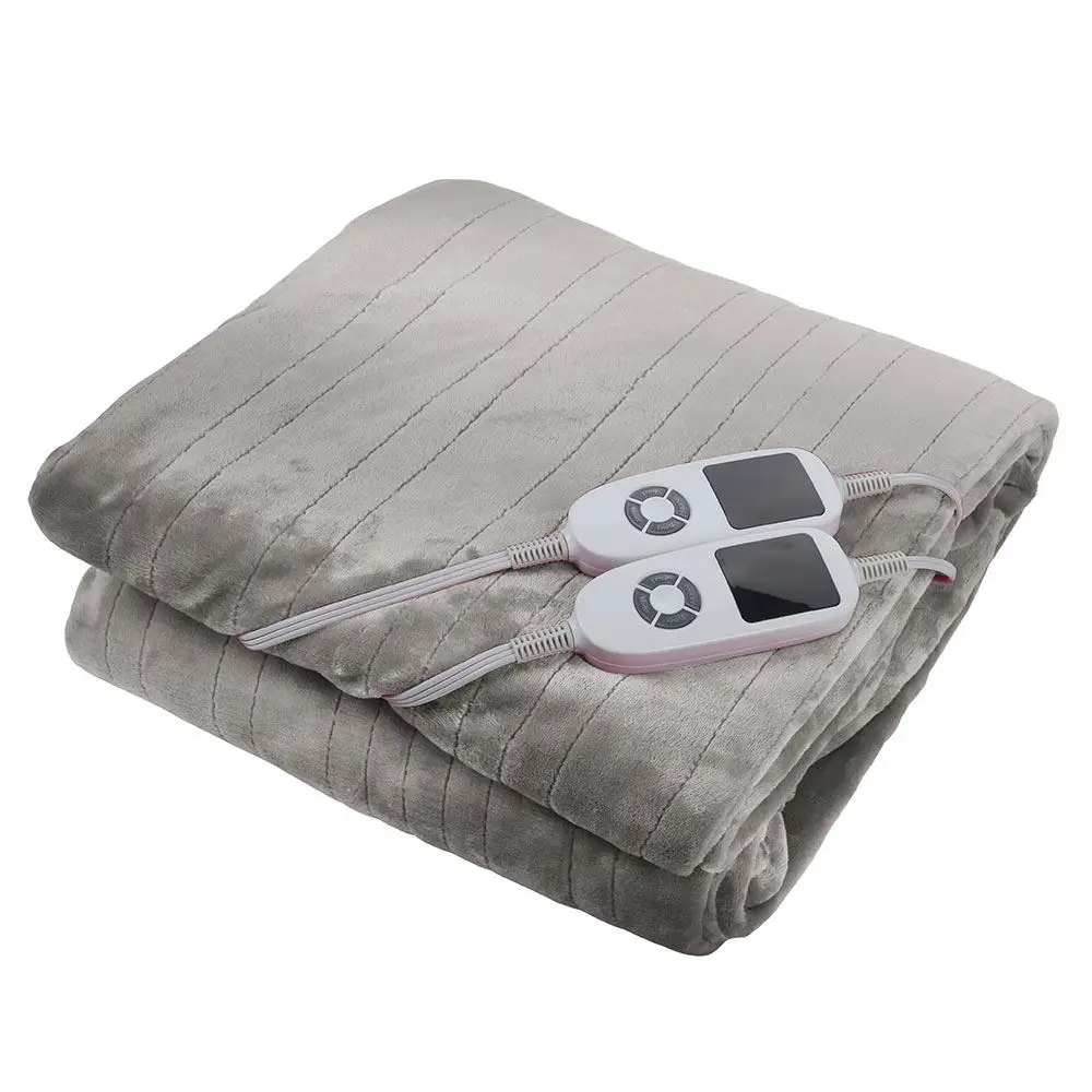 Professional Manufacturer Competitive Price Grey Flannel Electric Heated Throw Blanket