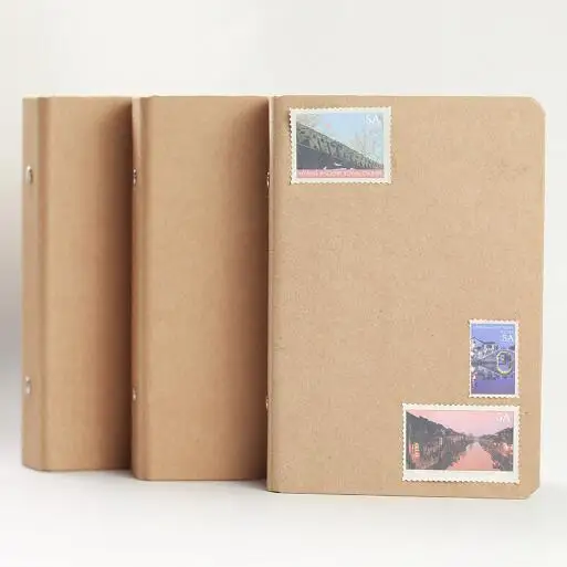 A5 6 Rings Binder Loose Leaf Binder Kraft Paper Spiral Notebook Cover File Folder Book Hardcover