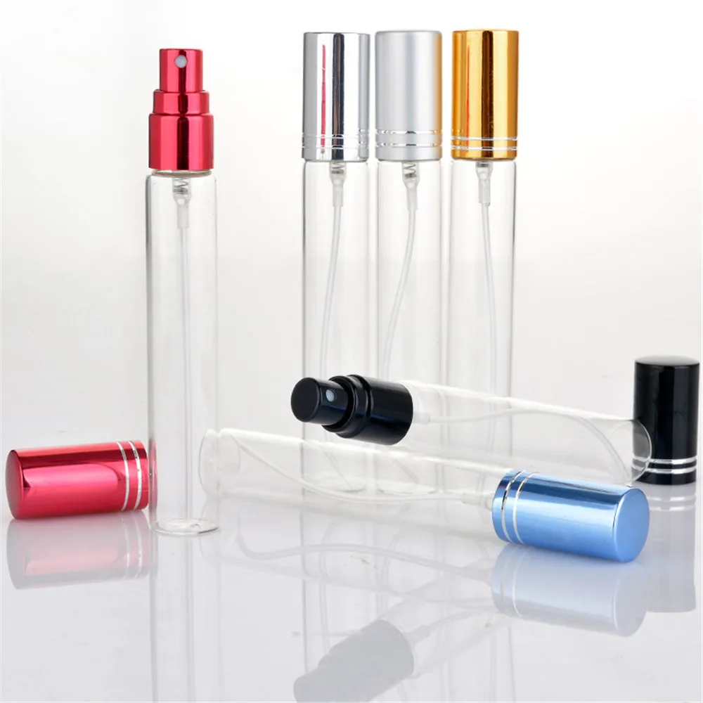 5ml 10ml 15ml Glass Perfume Tube Vial Bottle 13mm Thread Caliber Glass Perfume Spraying Bottle with Eletoplated Lid