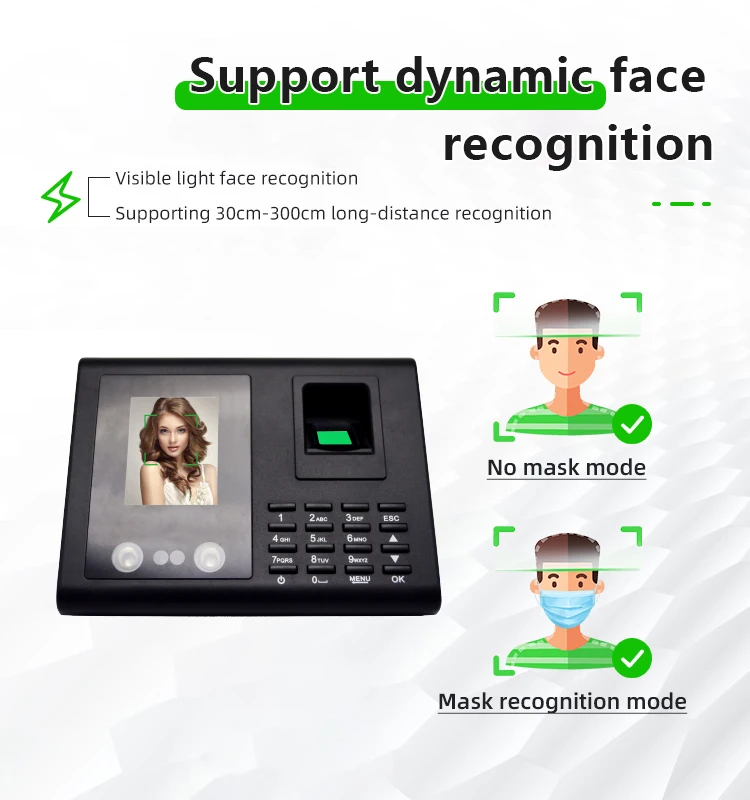 ISO ROTHS Cloud Software Electronic Time Recorder Face Attendance Machine With Face and Fingerprint Recognition