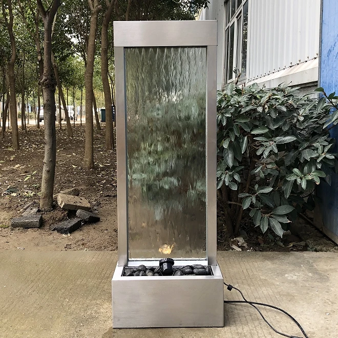 Garden free standing glass waterfall with led light indoor waterfall wall outdoor wall fountain waterfalls