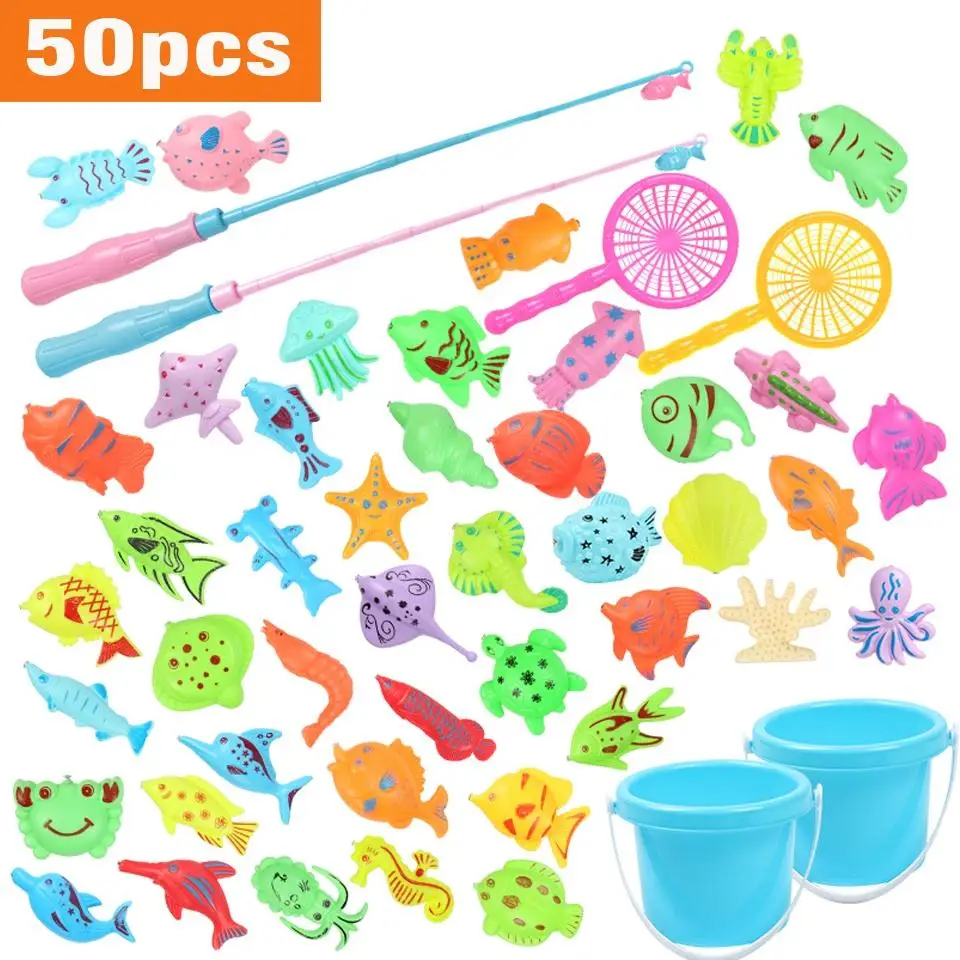 Hot sale beach kids plastic fishing pond set splash kids magnetic fishing toys