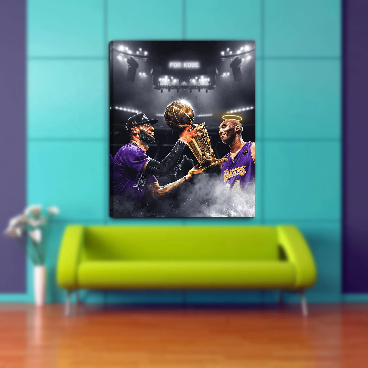 16X20 Wall Art LA Lakers 23 King * 2020 Lebron James Champion Tribute Kobe Canvas Picture