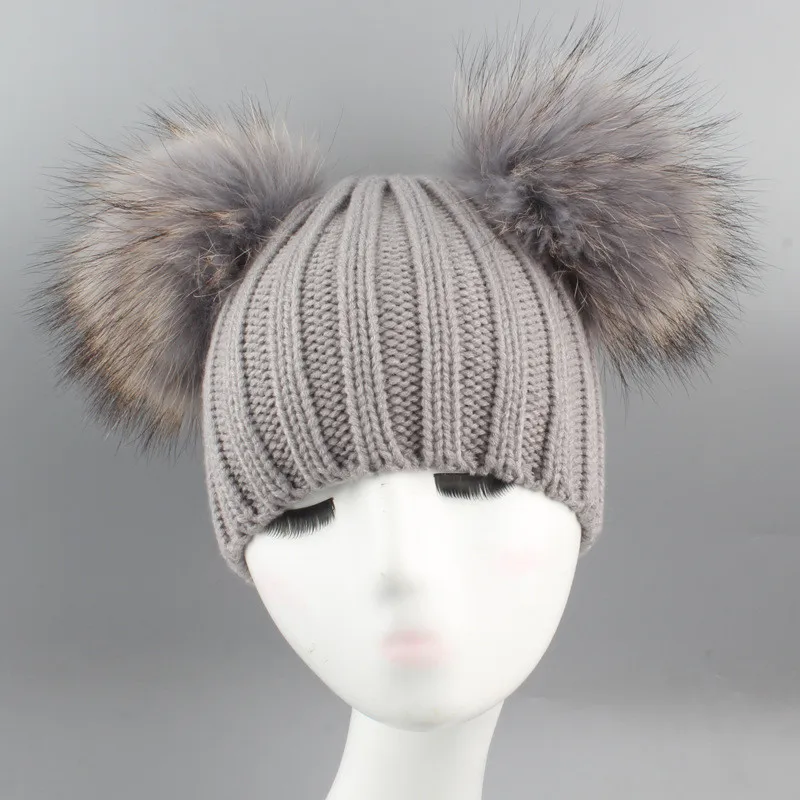 Big natural 9-20 cm customized fur ball pom pom for Beanie hats snap fluffy raccoon fur pompom with snap