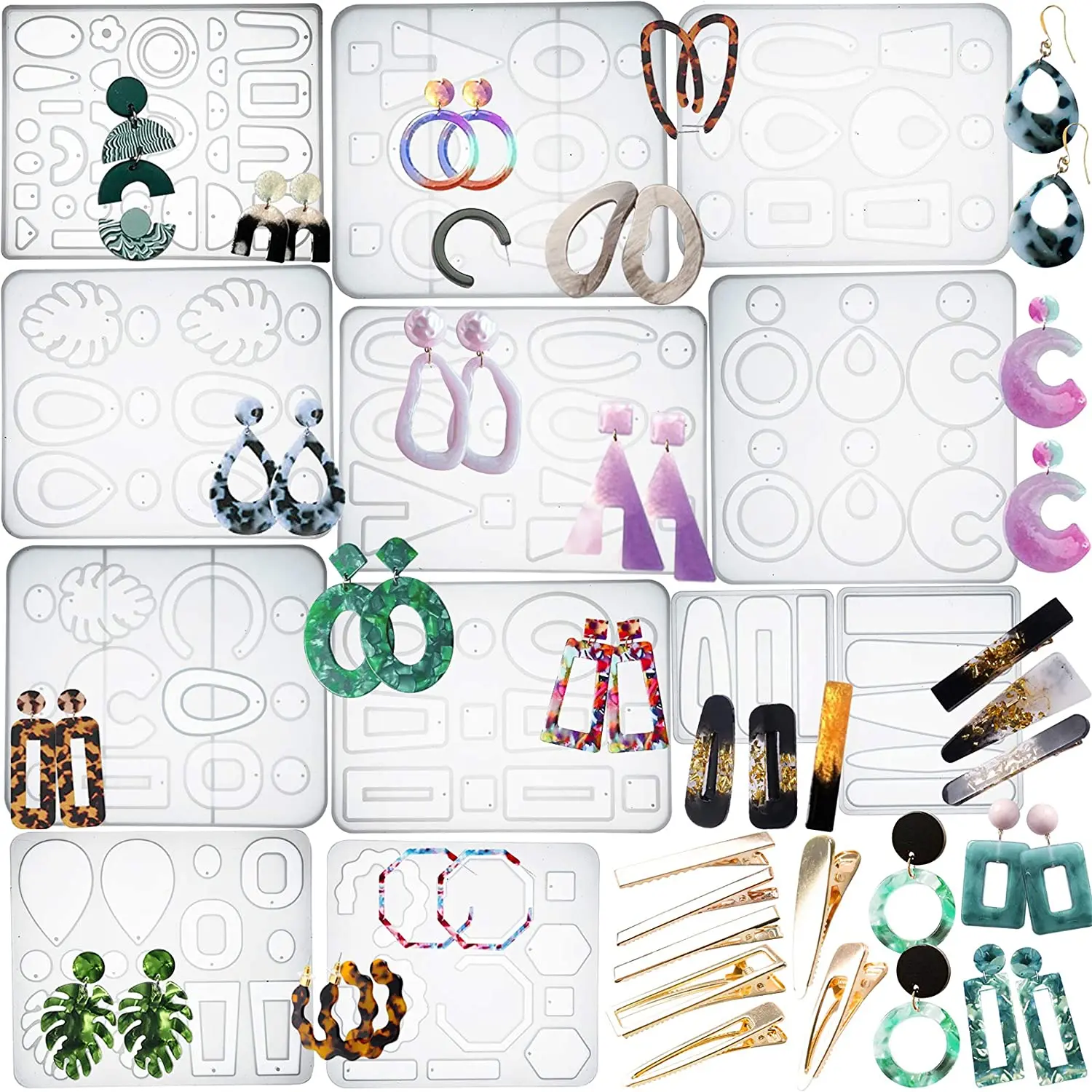 2022 epoxy resin mold different shape silicon resin mold earrings