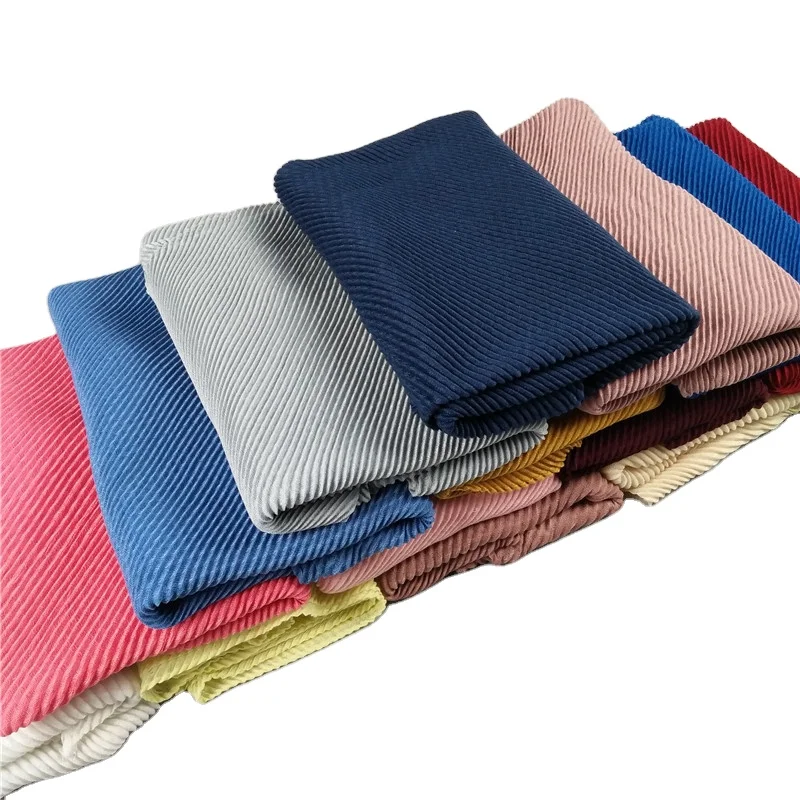 New Wholesale Fold Muslim Ladies Hijabs Pearl Chiffon Beaded Shawl Bubble Crinkle  Hijab Scarfs
