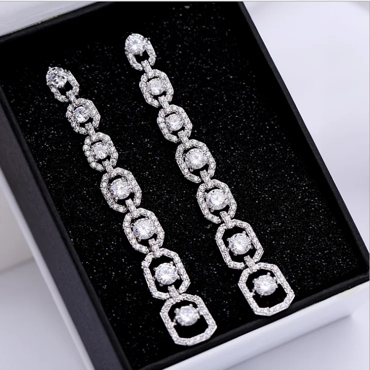 HOVANCI big earrings long drop dangle ball earrings 9 Micro inlay zircon large tassel water drop earrings