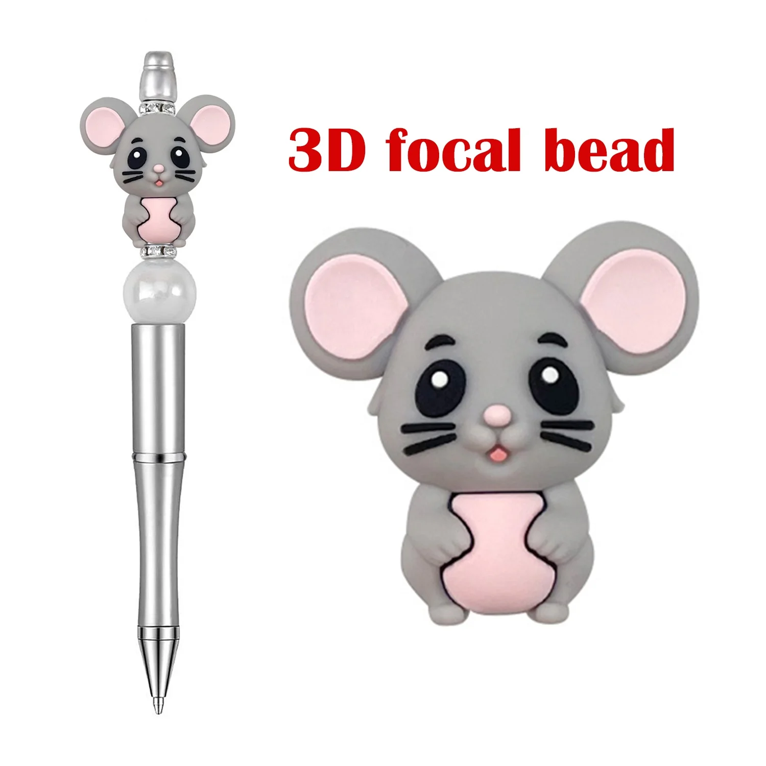 Best Selling Food Grade DIY Beadabl Pens Cartoon Animal Whale Wholesale 3d Focal silicone,pvc beads