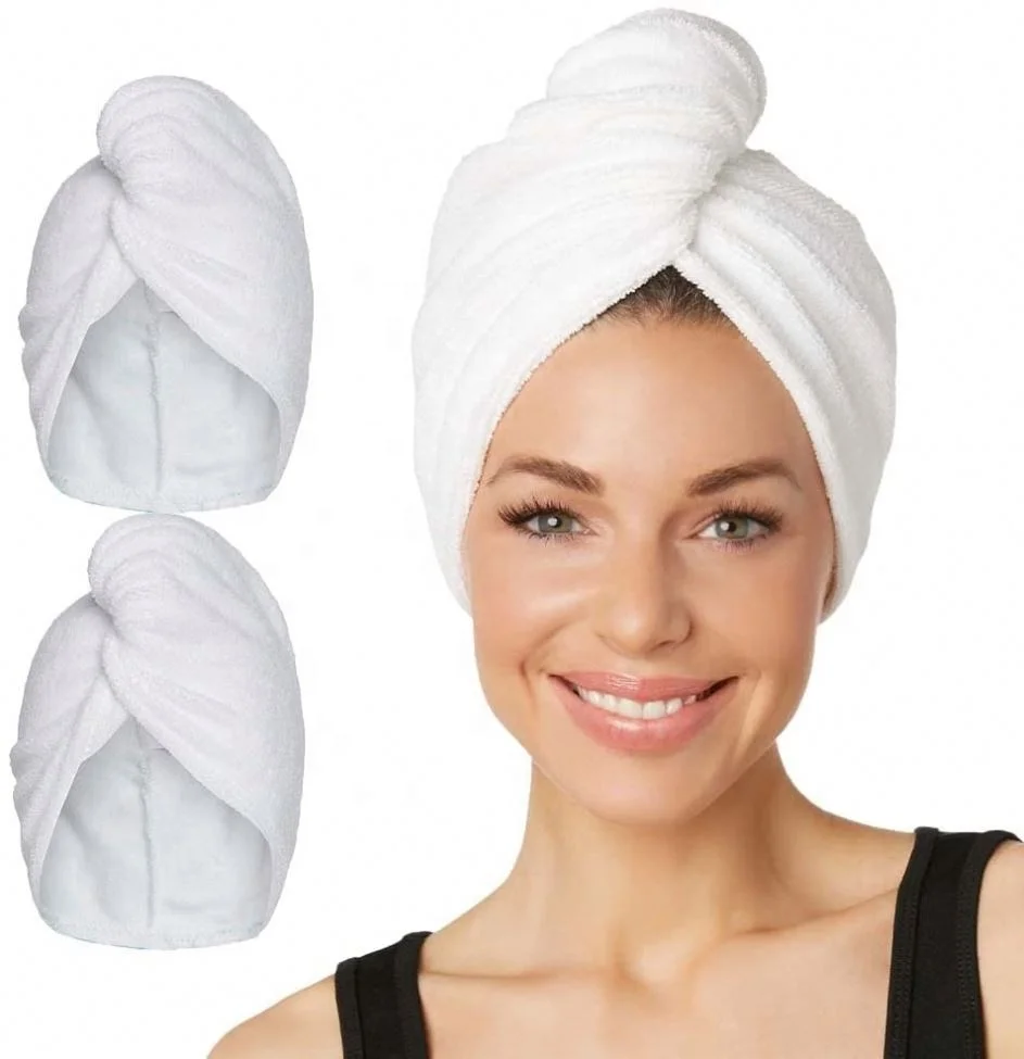 Wholesale High Quality Waffle Hair Turban Sustainable Hair Towel Quick Drying Soft Turban Waffle Microfiber Dry Hair Towel