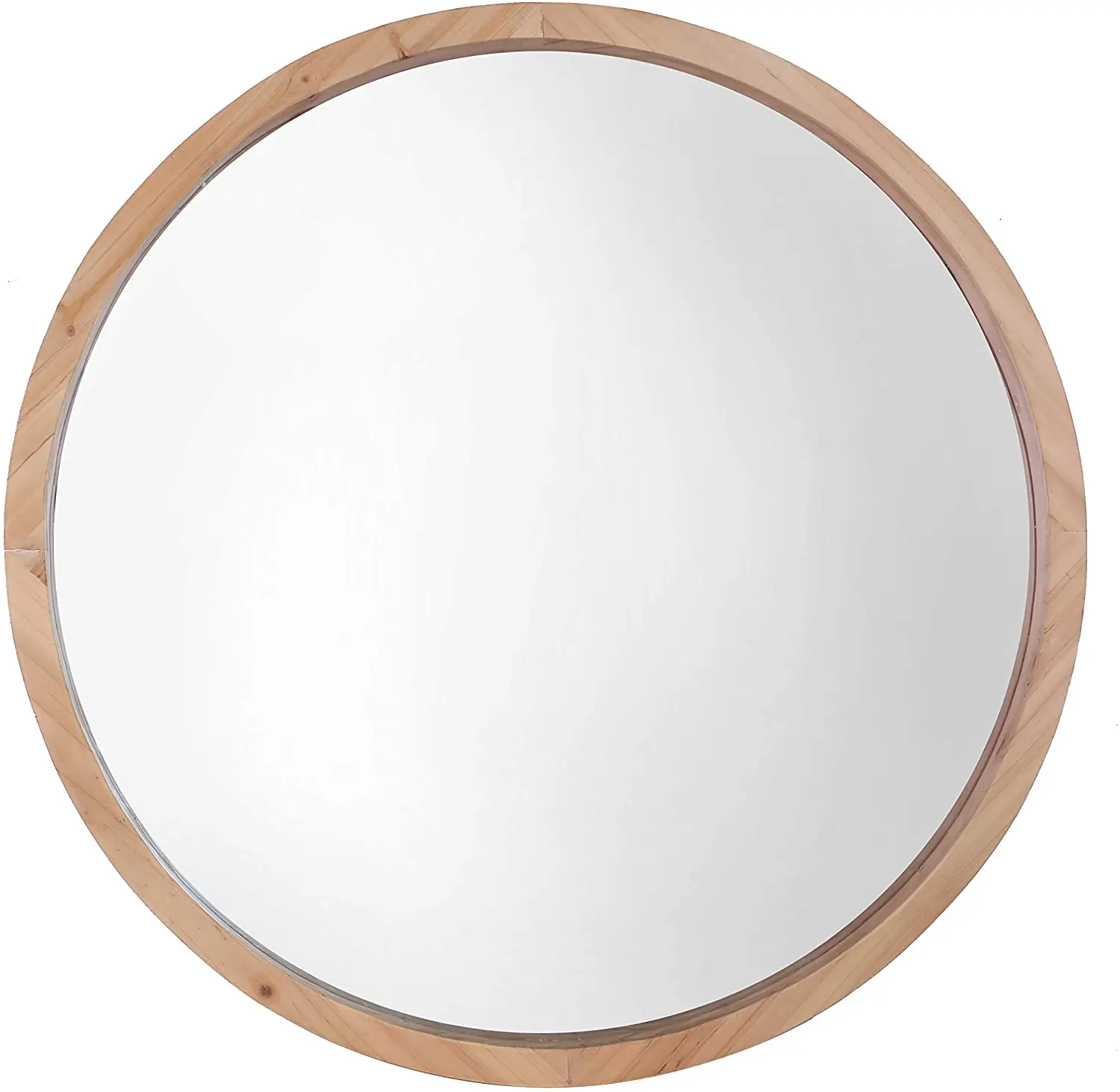 30inch Diameter Natural Brown Decorative Modern Wood Frame Round Mirror