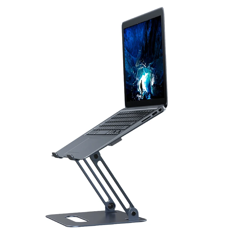 Laptop Holder With Cooler Fan Ergonomic Aluminum Height Adjustable Folding Laptop Stand For Office Desk
