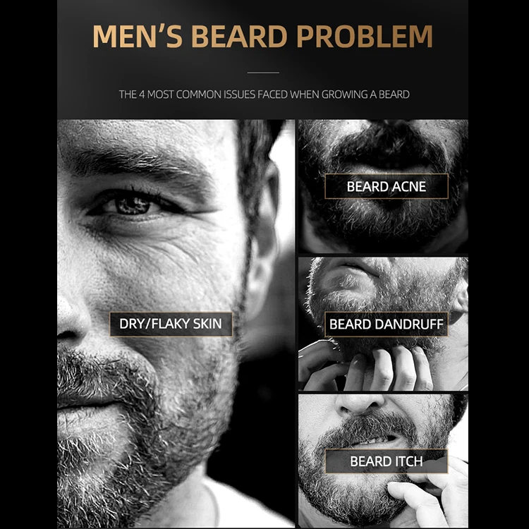 Factory Men Natural Beard Oil Private Label huile barbe Beard Care Kit Set Beard Growth Kit cepillo alisador de barba Kit Barba