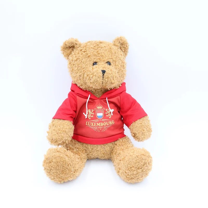 Custom LOGO Teddy Bear Cuddly Soft Brown Bear Stuffed Animal Toy with sweatshirt