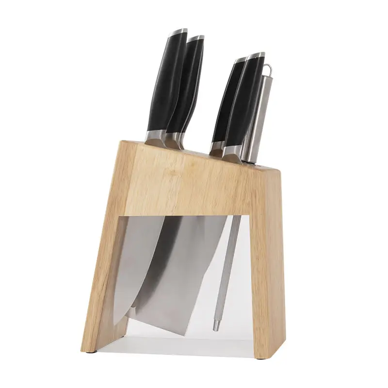 Extremely Sharp 7PCS Stainless Steel Knives Special Kitchen Knife Set With Acrylic Wooden Knife Block