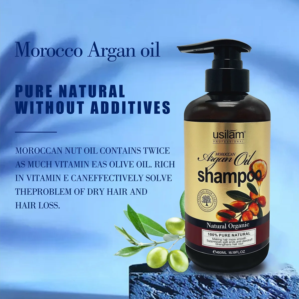 oem newest organic hair shampoo 100% pure natural shampoo in 460ml wholesale private label