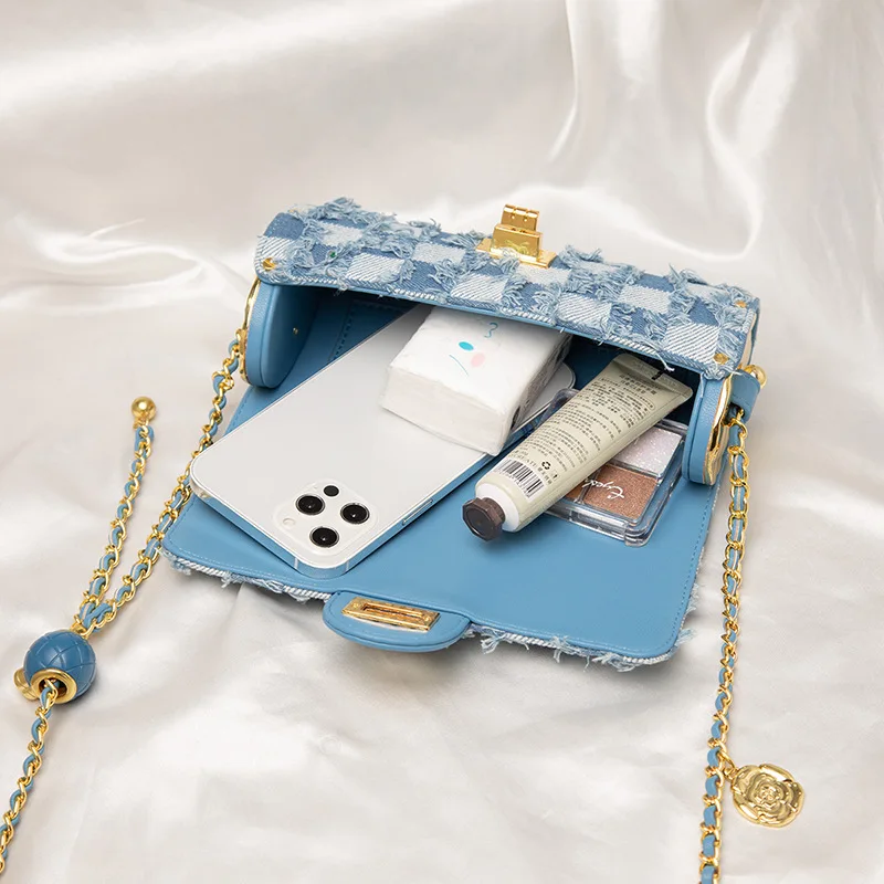 fashion chain denim canvas new purses and handbags bags women shoulder pu leather crossbody bag for ladies