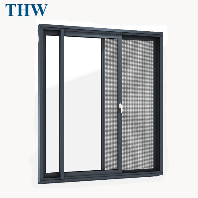 THW aluminium black color sliding window aluminium vertical sliding window glass sliding windows with inserted