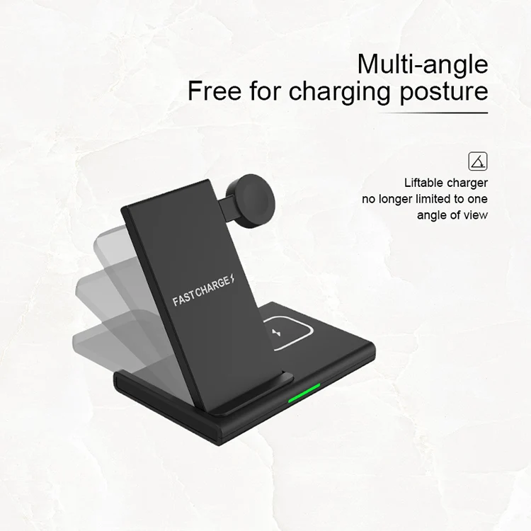 Fast Wireless Charging Pad Modern Qi 15w 3 in 1 for Samsung Iphone Smart Watch Earphone Charger