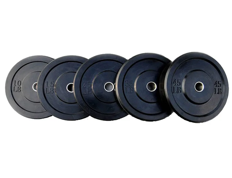 Gym equipment high quality black rubber bumper weight plates barbell plates 5kg -25kg 10lb-55lb